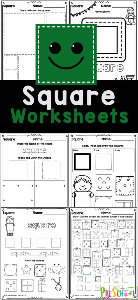 Grab these free square worksheets to help kids learn to form shapes and shape names. These square tracing worksheet pages are perfect for children in preschool, pre-k, kindergarten, and first grade too. Simply print the square worksheet preschool and you are ready to play and learn!