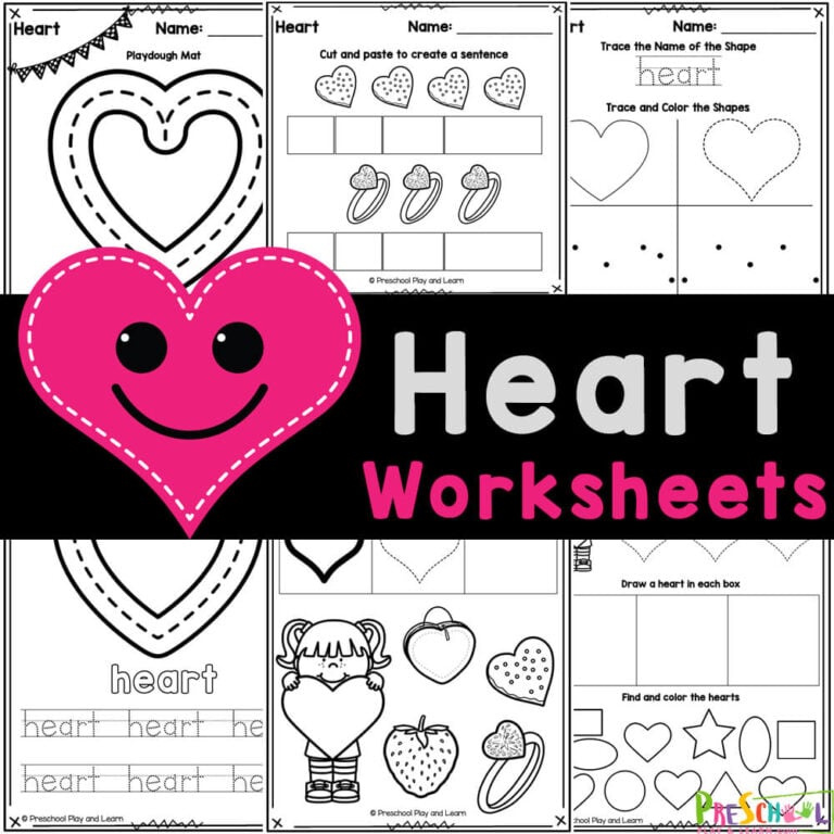 FREE Printable Heart Shape Worksheets for Preschool