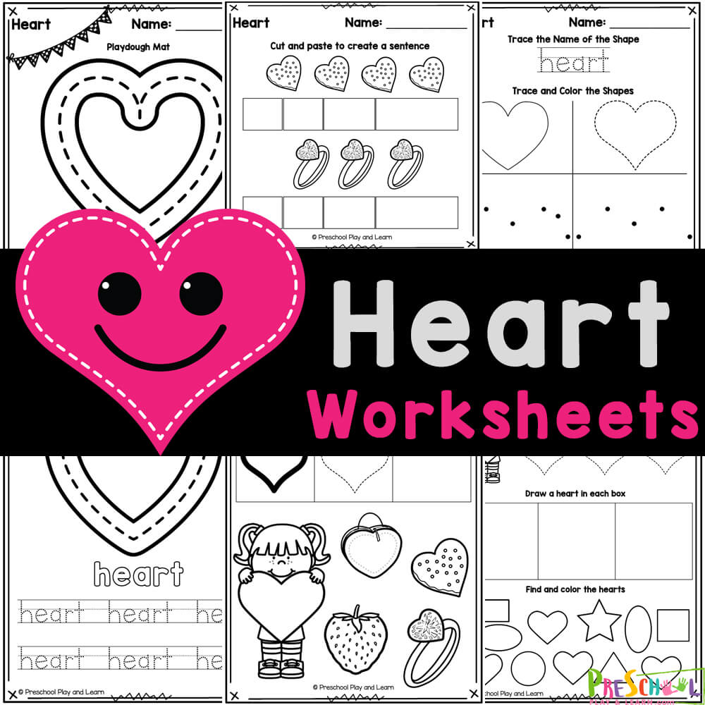 Grab these FREE heart shape worksheets to help kids learn to form shapes and shape names with preschoolers and kindergarten students.