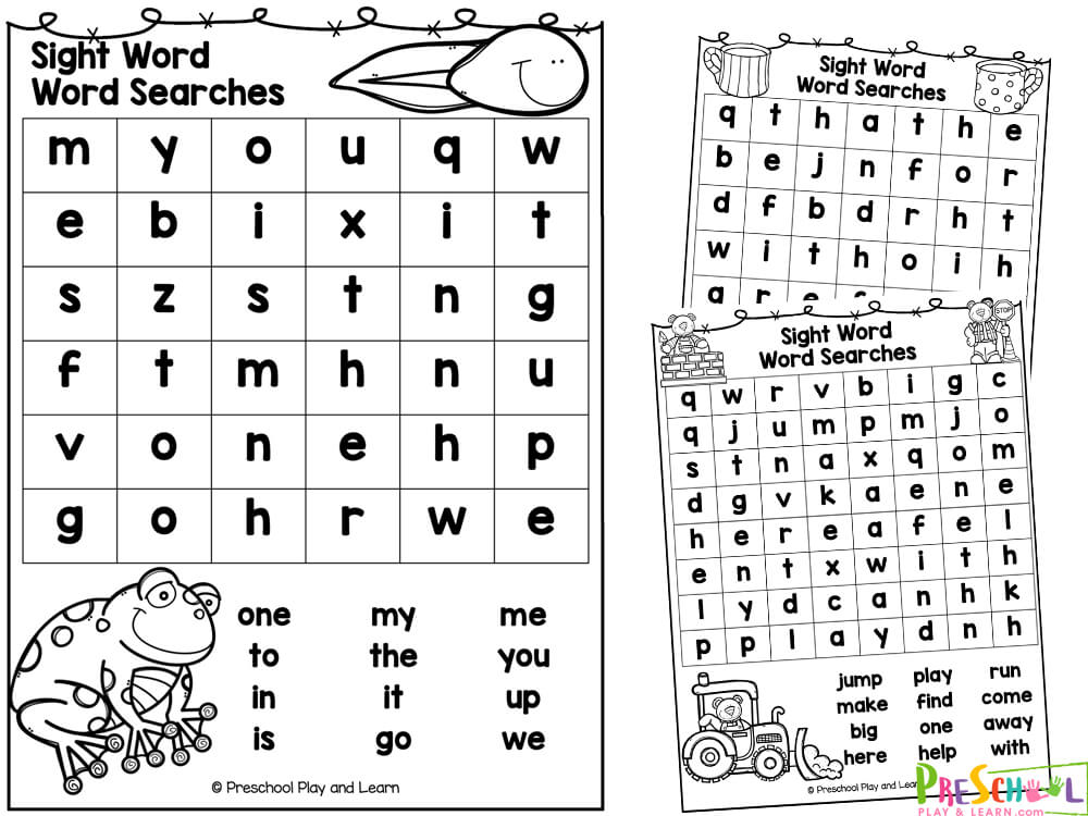 The sight words in this activity include: one, to, in, is, my, the, it, go, me, you, up, we, for, and, that, was, his, have, are, they, from, he, with, be, blue, find, one, away, can, look, red, big, down, little, where, three, said, help, run, play, here, make, jump, help, come, two, not, yellow, but, there, use, had, all, your, each, funny, what, were, she, had, how.