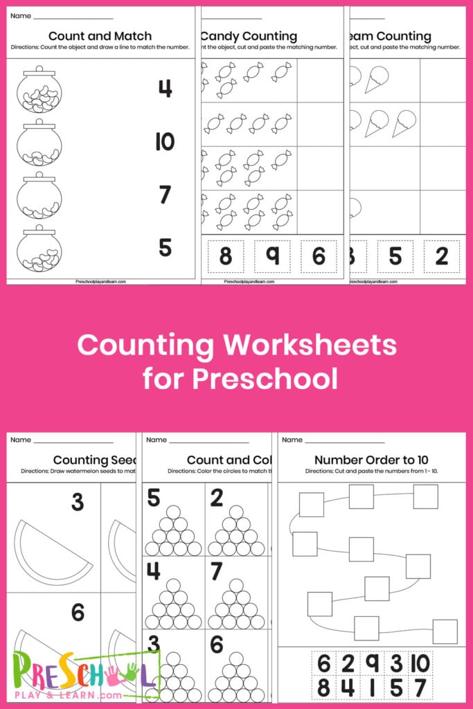 If your preschooler is learning to count in math then these FREE printable preschool number worksheets 1-10 can be a great resource! These counting worksheets for preschool are no-prep and fun. These number worksheets for preschool will help preschoolers  develop their counting skills at an early age.