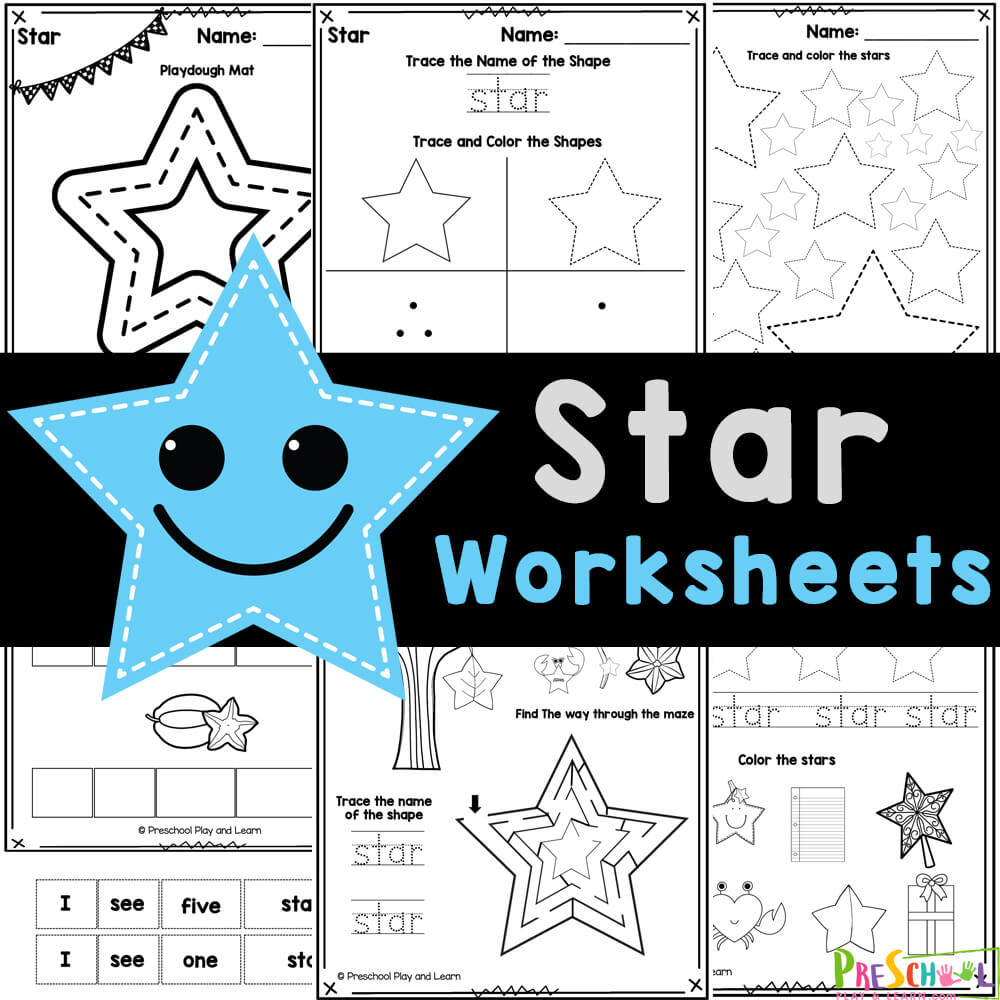 Get your FREE star shape worksheets to teach kids how to form shapes and recognize their names, perfect for preschool, pre-k, & kindergarten!