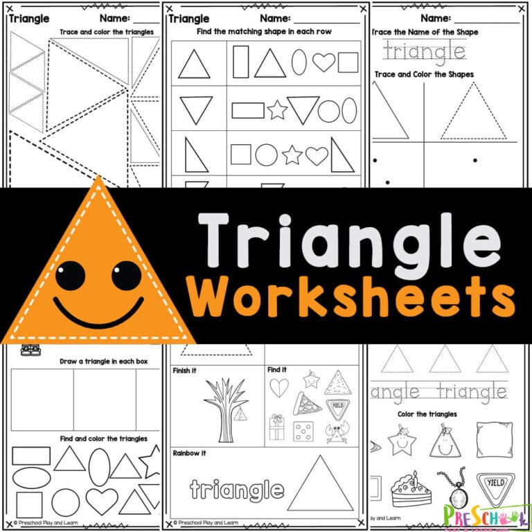 Free Printable TRIANGLE Shape Worksheets for Preschool