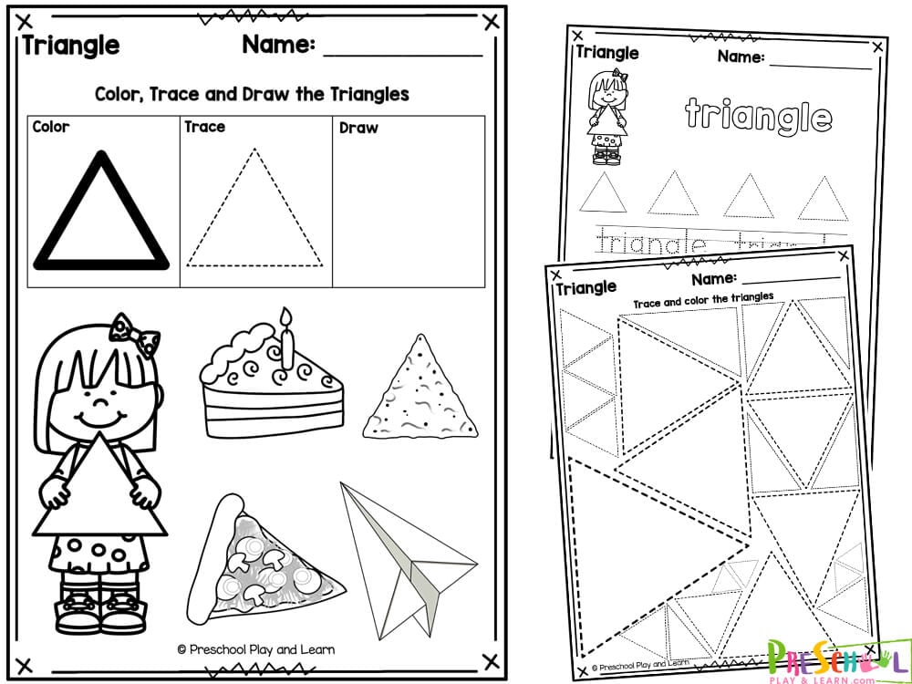 These vibrant Triangle worksheets will unleash your child's creativity while they color and trace their way through various triangular objects. From pyramids to sailboats, their imaginations will soar! Best of all, with just a simple click, you can easily print these worksheets in black and white! No wasted ink here! So, grab your trusty printer and get ready for a shape-filled journey that's both educational and entertaining!