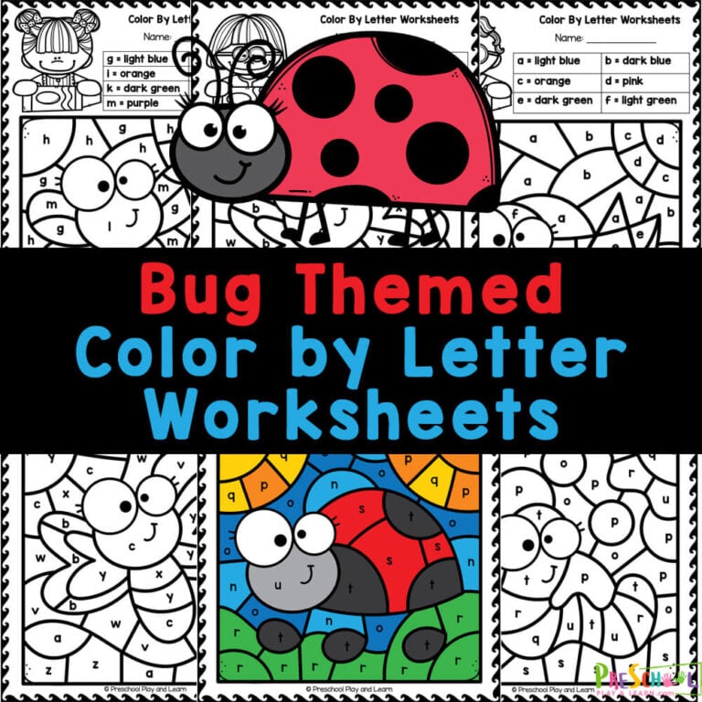 FREE Bug Color By Letter Alphabet Recognition Worksheets