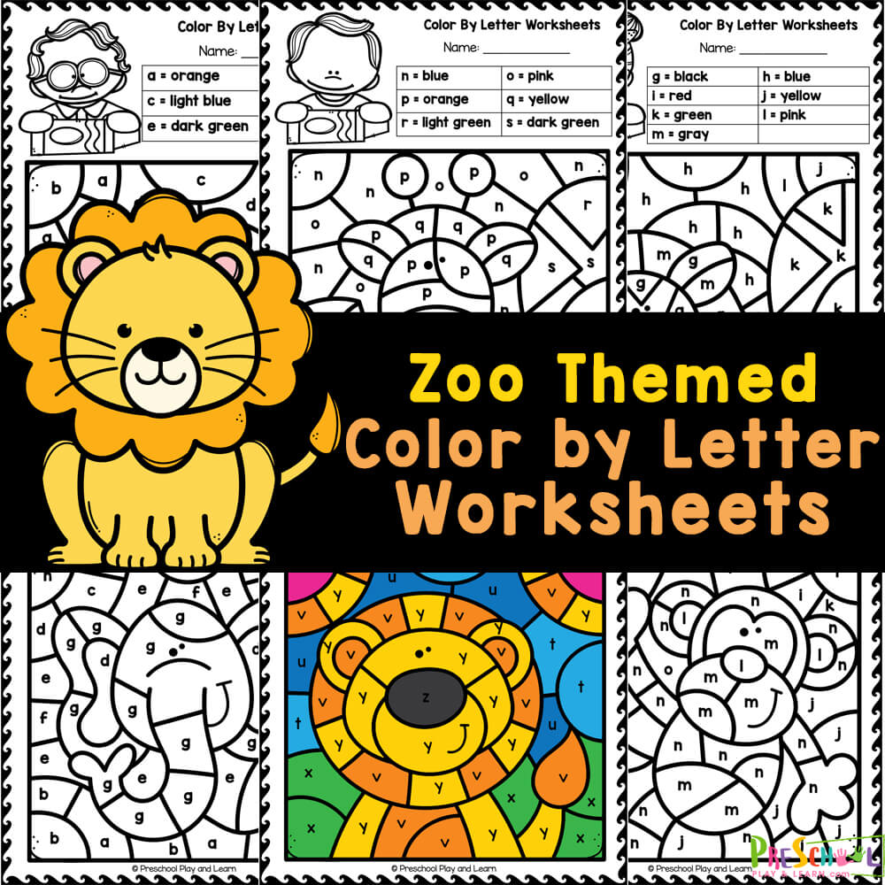 Kids can have fun and learn letter recognition and fine motor skills with these free printable zoo-themed color by code worksheets!