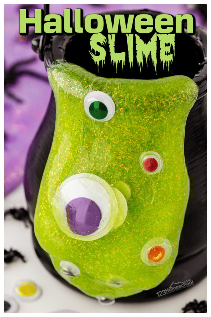 Make this fun halloween slime with kids in October! This halloween slime recipe in quick and easy to make with just 2 ingredients! For this DIY halloween slime you can use google eyes, spiders, and other fun ideas to make play extra fun with this halloween activity for kids from toddler, preschool, pre-k, kindergarten, first grade, 2nd grade, 3rd grade, 4th grade, and up! Make this fun halloween slime with kids in October! This halloween slime recipe in quick and easy to make with just 2 ingredients! For this DIY halloween slime you can use google eyes, spiders, and other fun ideas to make play extra fun with this halloween activity for kids from toddler, preschool, pre-k, kindergarten, first grade, 2nd grade, 3rd grade, 4th grade, and up!