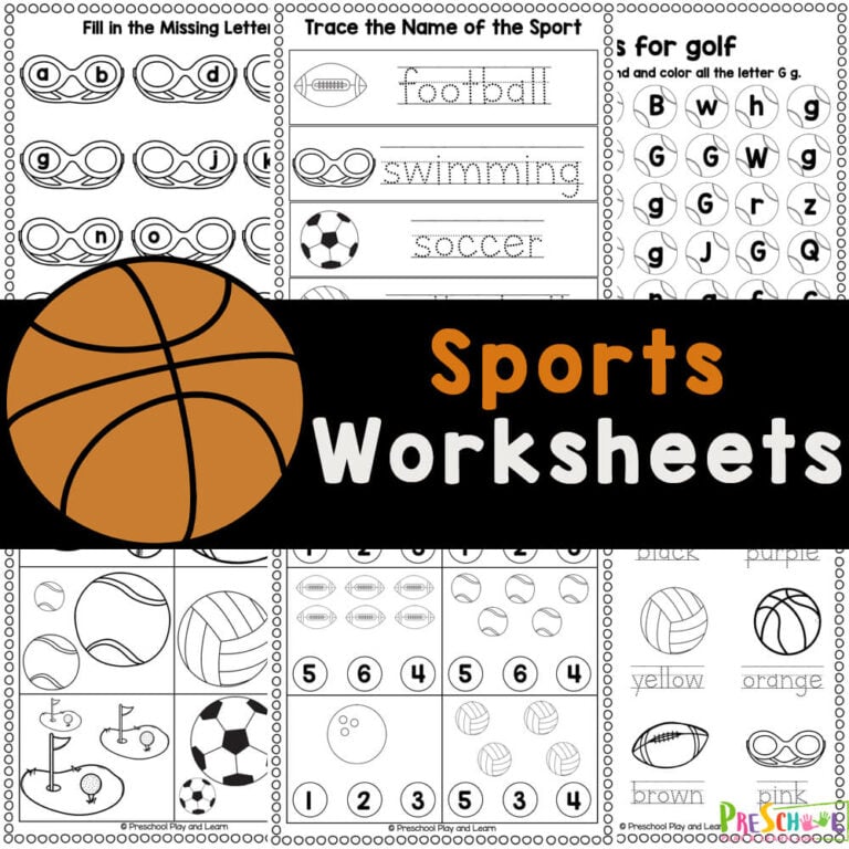 FREE Printable Sports Worksheets for Preschoolers