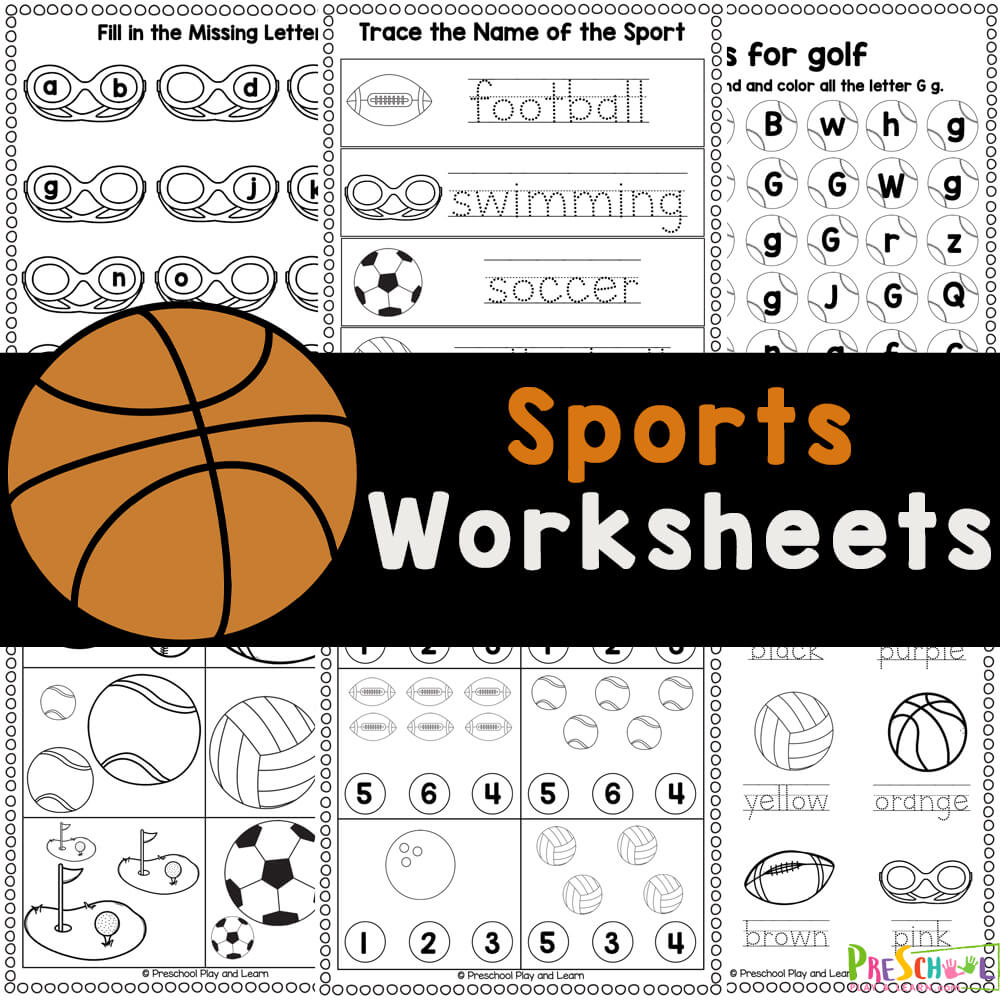 Get these free printable sports worksheets for preschoolers to practice math and literacy skills with a fun and sports theme!
