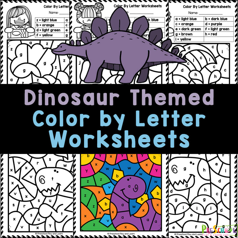 Engage your little ones in a fun and educational activity with these free printable color by letter worksheets featuring adorable dinosaurs!