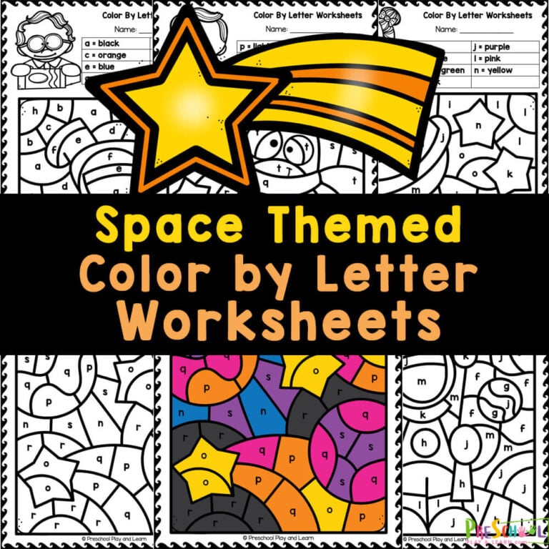 FREE Printable Space Color By Letter Worksheets for Preschoolers