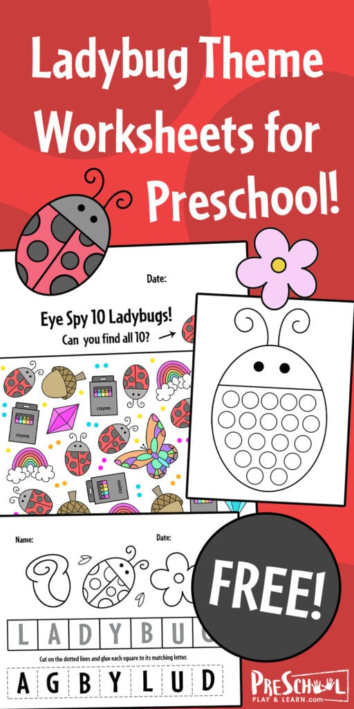 Check out these exciting Ladybug Worksheets for kids to play and learn! These ladybug printable pages have fun learning new vocabulary words and building fine motor skills with this ladybug activity pack! Trace numbers, color ladybugs, identify the letter L, cut & paste letters, and more in these free ladybug printables for preschool, pre-k, and kindergarten age students! Be sure to head outside and look at some real ladybugs in their natural habitat! Print your free worksheets below.