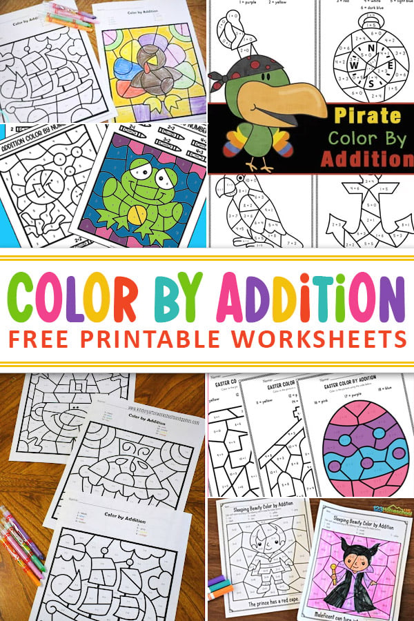 These free color by math sum printables are a fun way to challenge students who are ready to work on addition, subtraction and more. Color by addition is a fun way to work on this new skill, or try the color by clocks to practice telling the time, or color by money to work on money knowledge. There is a fun color by math sum worksheet to challenge all your students.