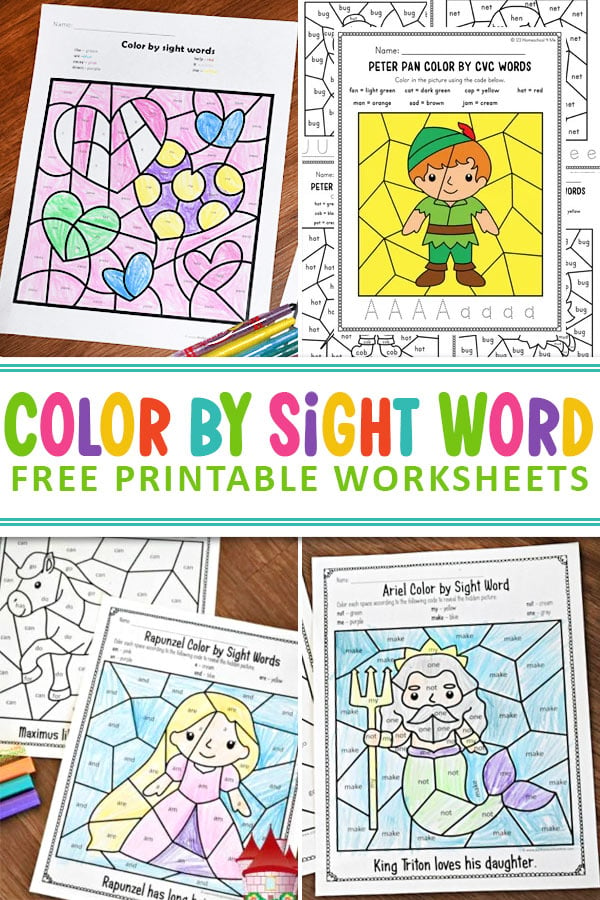 If your kids are ready to practice sight words, these free printable color by sight word worksheets are a great, no-prep, activity! The kids will have so much fun revealing the hidden pictures they won't even realise they are learning!