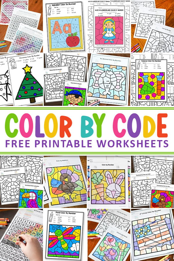 Color by Code worksheets are a fantastic resource for working on visual discrimination, letter recognition, number recognition, sight words, math skills, fine motor skills, and more! Color by number printable activities are fun and educational to use with preschool, pre-k, kindergarten, first grade, and 2nd grade students. and older children. We have hundreds of pages of free color by number printables for a no-prep, engaging and creative activity for kids to practice so many different skills!