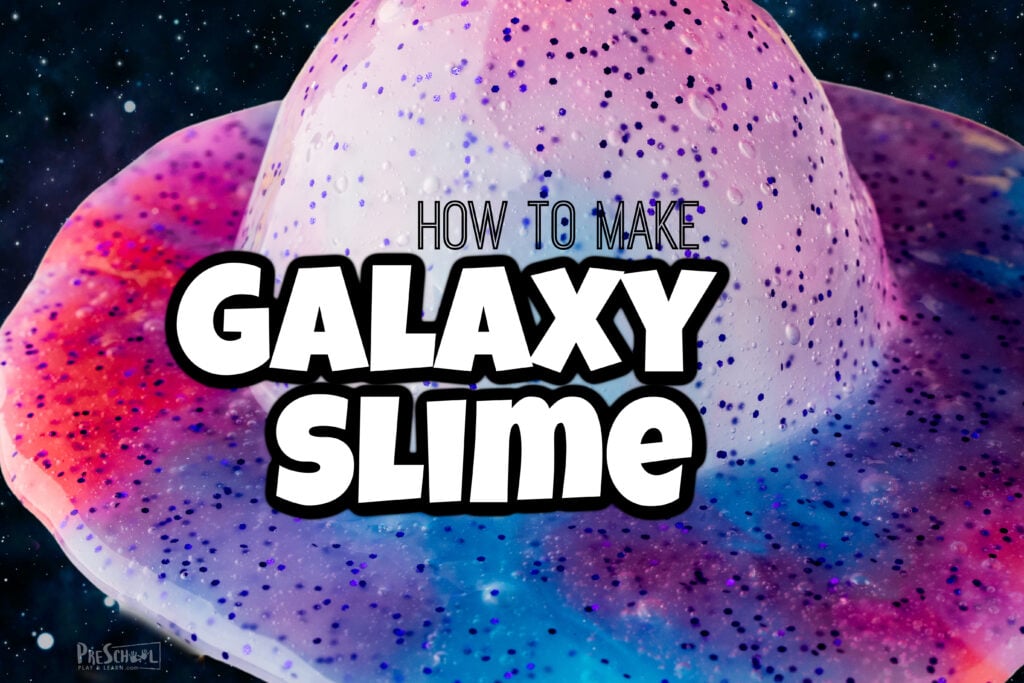 Galaxy Slime is not only a fun space activity for preschoolers, but an educatioanl, epic acitivity to captivate their imagination!!