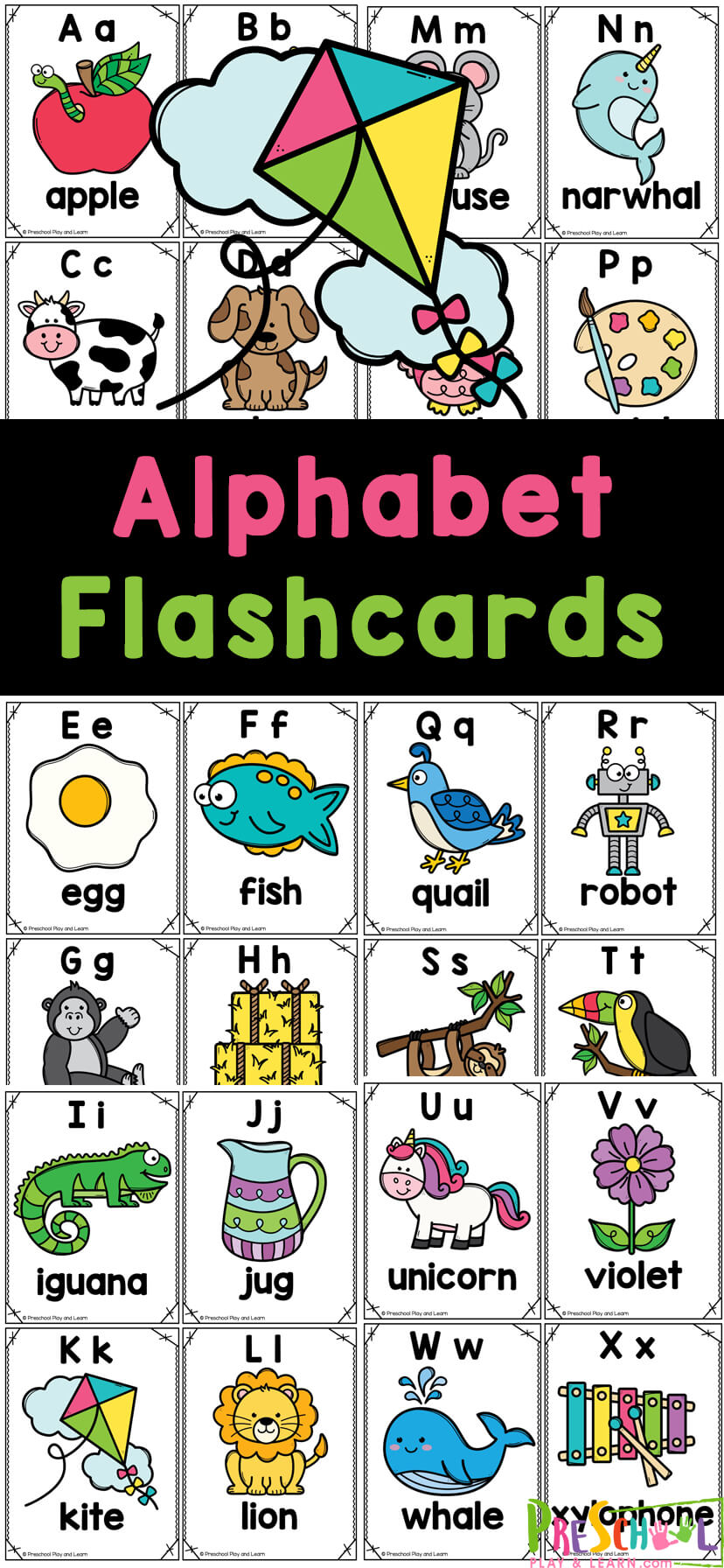 FREE ABC Letter Alphabet Flash Cards Printable