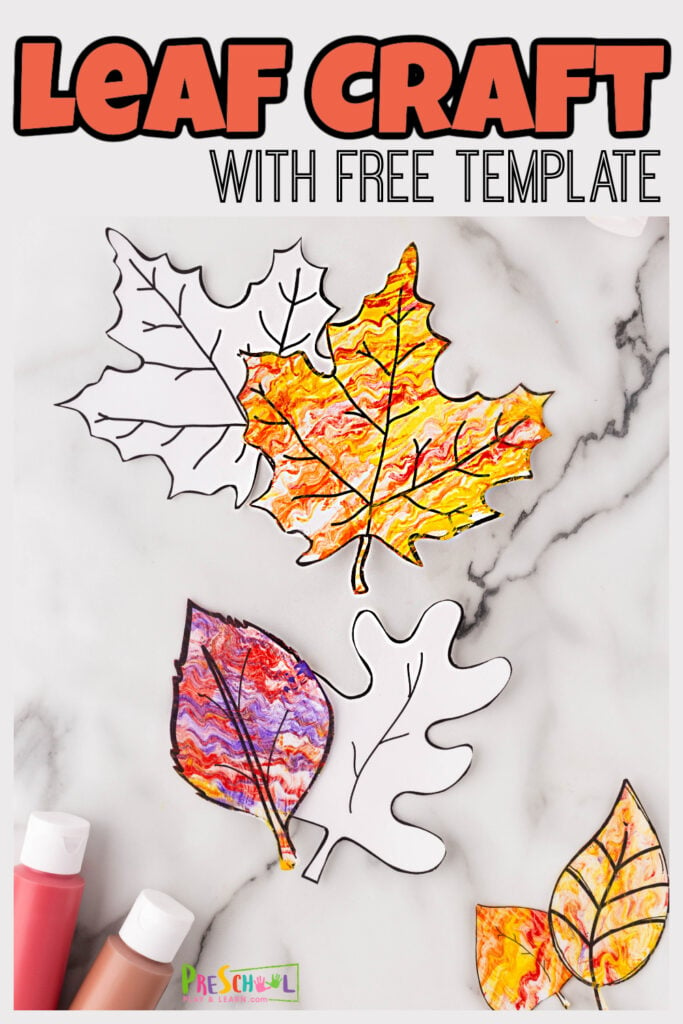If you are looking for pretty and fun-to-make leaf crafts for preschoolers, you will love this shaving cream art idea! These leaf projects for preschoolers uses a couple simple materials and free leaf templates to make a stunning preschool craft fall. Try this lovely fall crafts for kids with all ages from pre-k and kindergarten to elementary age students and up!