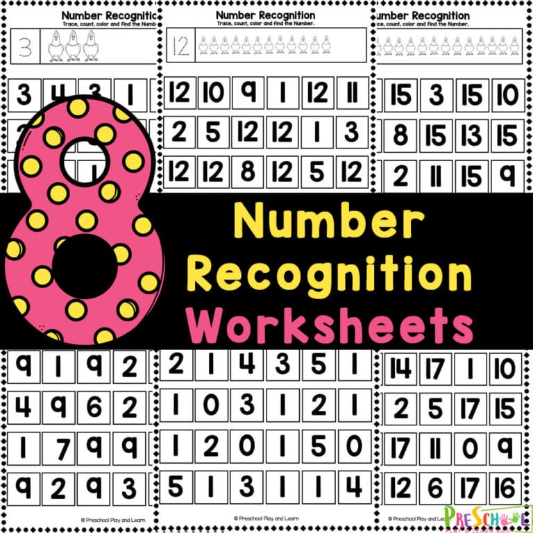 Printable Number Recognition Activities for Preschool – FREE 1-10 Worksheets