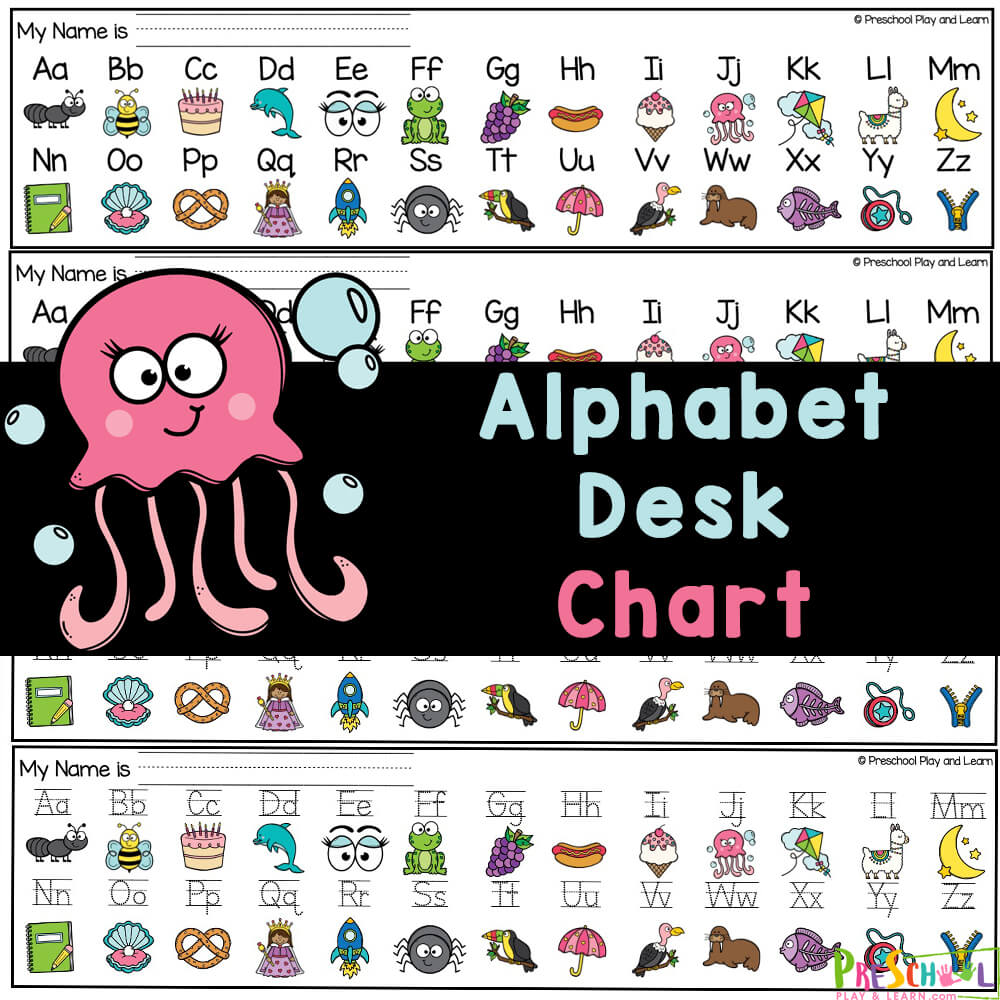 Get this fun and handy alphabet line desk chart for students to help them with letter formation! Free printable for pre-k & kindergarten!