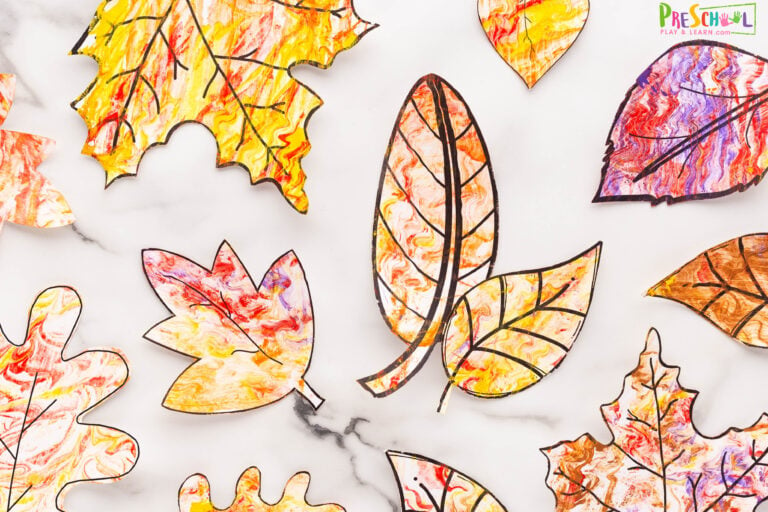 Fall Marbled Leaf Craft Art Projects for Preschoolers