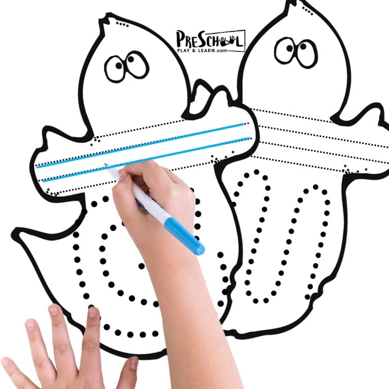 FREE Printable Halloween Ghost Pre-writing Skills Activities for Preschool