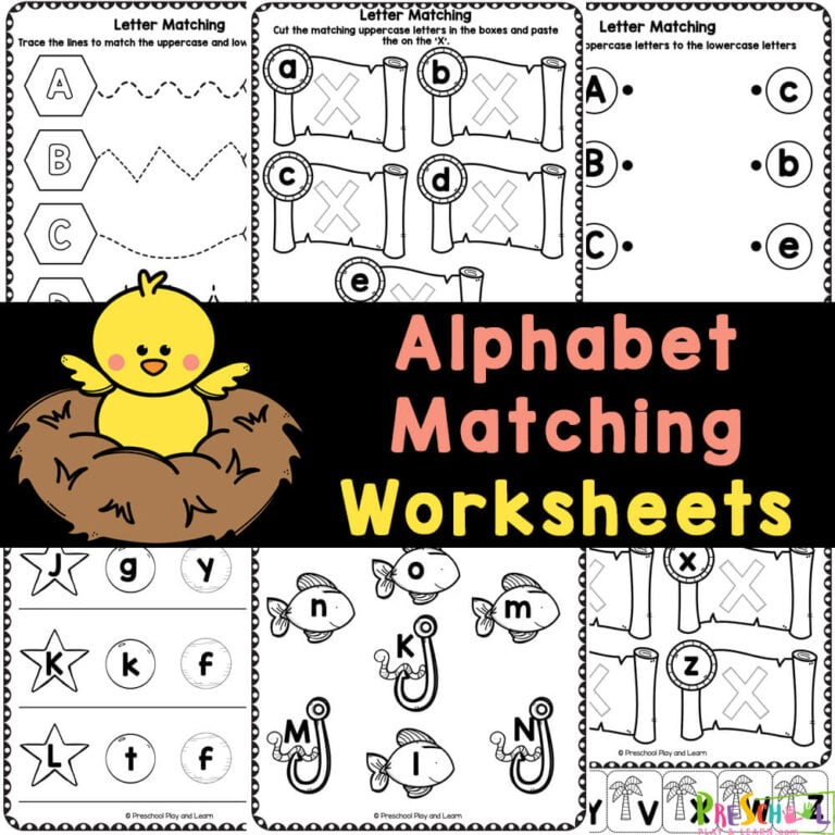 FREE Match the Same ABC Letters Alphabet Matching Worksheets for Pre-k