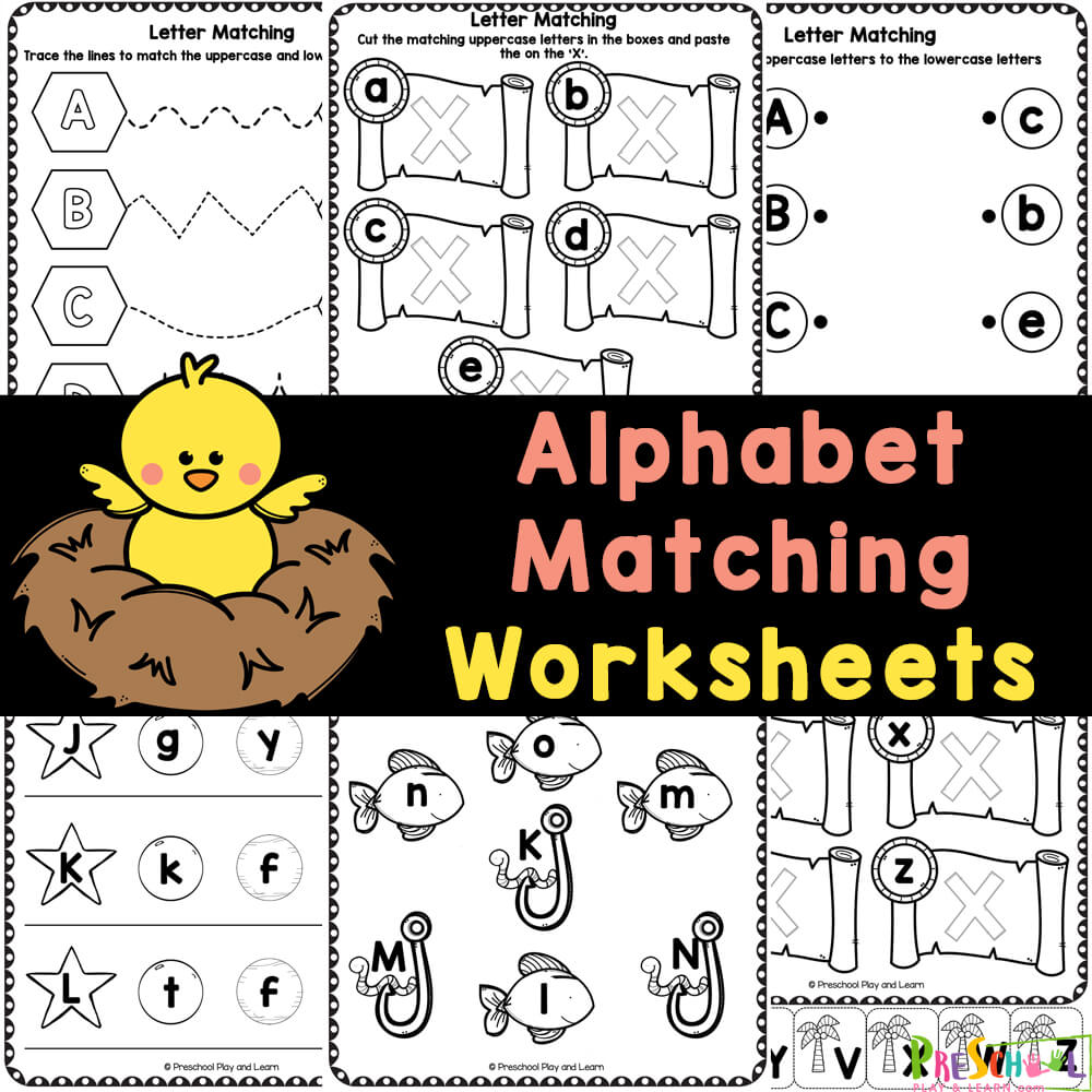 Make practicing matching the same upper and lowercase letters fun with these FREE printable alphabet matching worksheets for pre-k.
