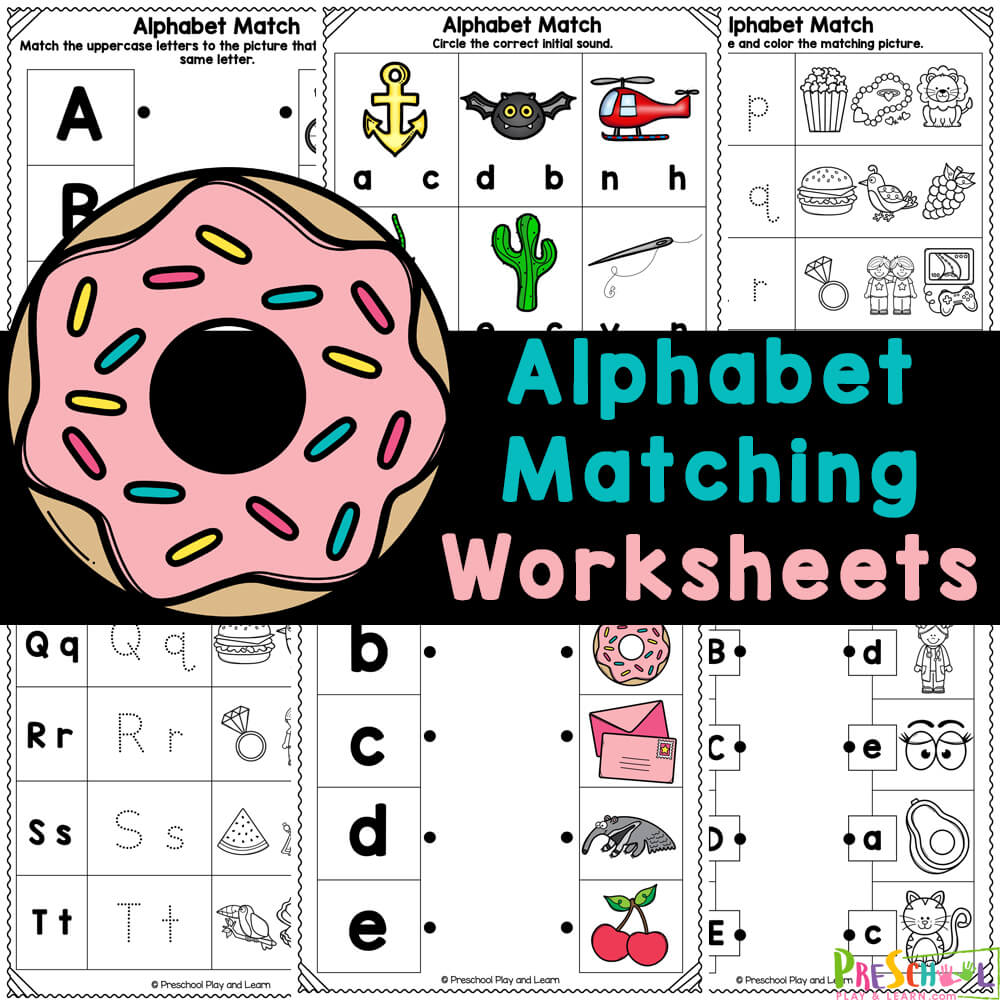 Get your preschool child excited about learning as they practicing letter matching with FREE alphabet worksheets with pictures.