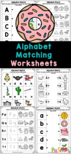 Preschoolers will enjoying having fun practicing matching alphabets with pictures worksheets. These alphabet matching worksheets are an easy, no-prep way to work on learning a new skill of letter matching. Simply print the preschool alphabet worksheets and you are ready to play and learn with your pre-k and kindergarten age students. There are lots of activity choices with cute clipart in these preschool match alphabet with pictures worksheets!