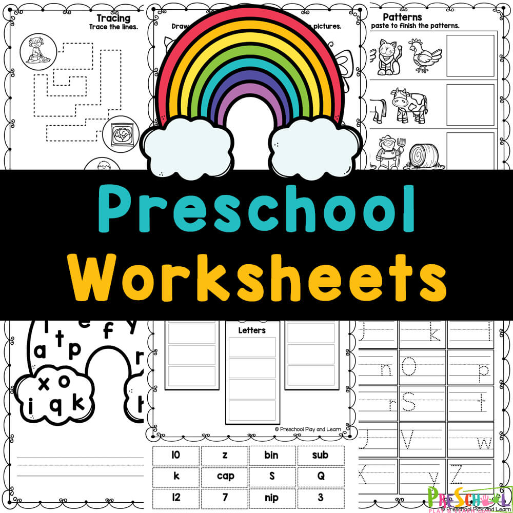 Make learning fun for preschoolers with FREE printable preschool worksheets covering skills like tracing, cutting, writing, counting, & more!