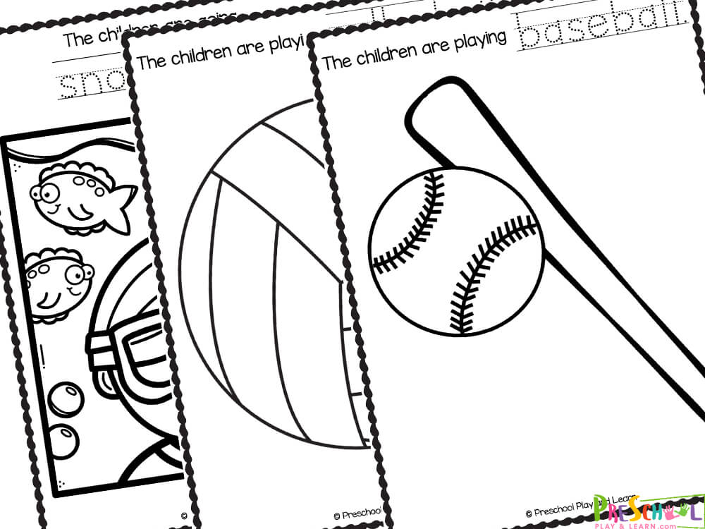 Young children learn better when they have fun engaging activities to complete. These sports coloring pages printable allow kids to strengthen fine motor skills they will need for writing. In addition, you can use these to explore new topics and vocabulary with your preschoolers, kindergartners, and grade 1 students. Whether you are a parent, teacher, or homeschooler – you will love these free coloring printables. These free sport themed pages come in black and white only, and can be stapled together after your child have decorates the pictures to make a fun sports coloring book to look back on. You and your students, will love these free coloring pages for kids of all ages. Such a fun way to learn about sports that are played around the world!