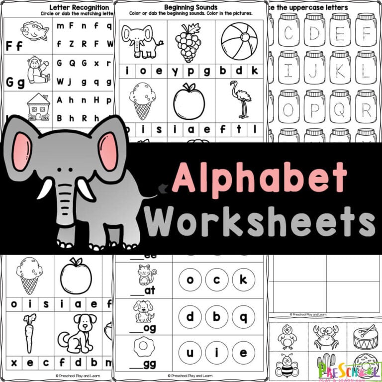 FREE Alphabet Worksheets for Preschoolers