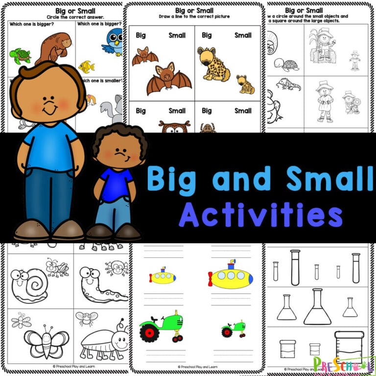 Big and Small Concept Activities with FREE Math Worksheet
