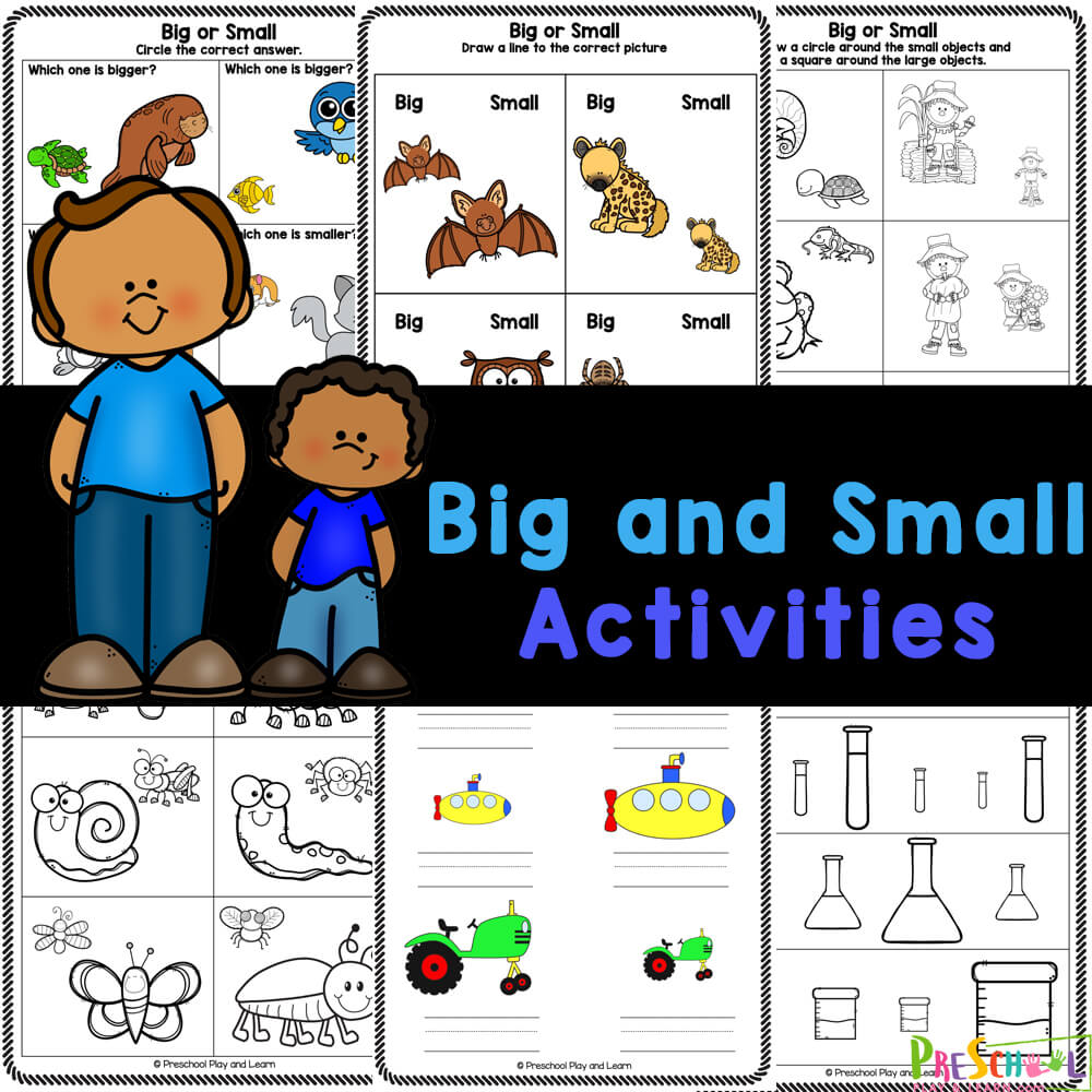 Boost your child's comparison skills with FREE big and small activity worksheets for preschool, pre-k, and kindergarten age children.