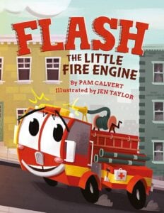 Flash the Little Fire Engine was written by Pam Calvert and illustrated by Jen Taylor. This cute story follows Flash, a cute little fire engine, as he starts his first day on the job. Kids will love cheering him on as he attempts to help people in his town.