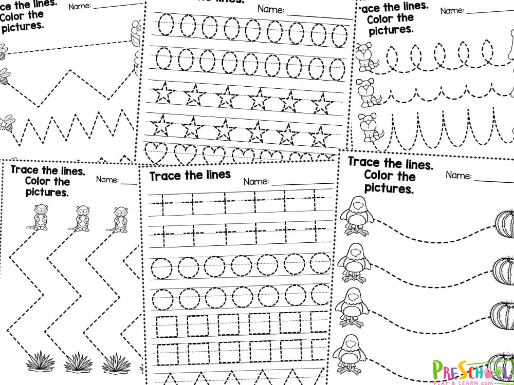 These free preschool worksheets come in black and white. You could laminate the line tracing worksheets for durability and then your child could use a dry erase marker to trace the lines to work on their handwriting skills! Or, they could trace the lines before they cut them out, working on both their handwriting and scissor writing skills. Whether you are a parent, teacher, homeschooler, or daycare provider – you will love this no-prep fine motor skills activity for toddlers, preschoolers, and kindergartners! This could also be used as practice using scissors for a cutting activity!