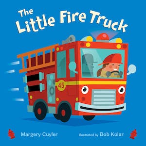 The Little Fire Truck was written by Margery Cuyler and illustrated by Bob Kolar. This cute rhyming book follows Firefighter Jill and her fire truck as they drive all around town helping people in the community.