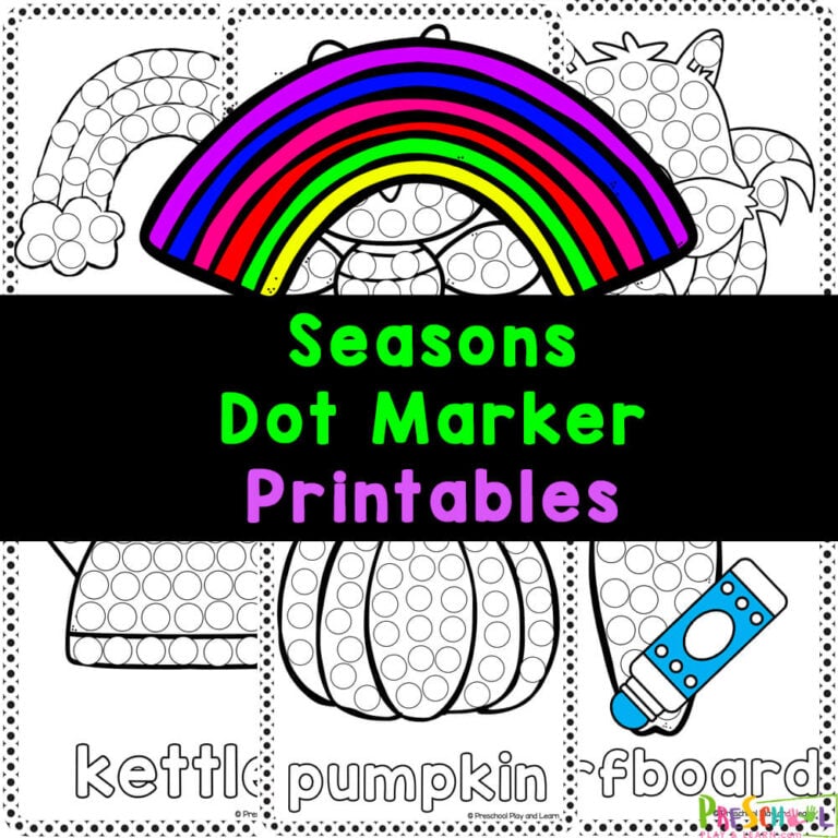 FREE Printable Seasons Dot Marker Worksheets for Preschool with Bingo Daubers