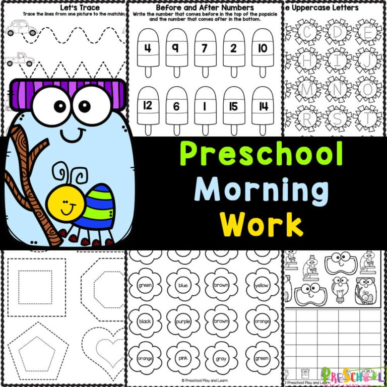 Free Preschool Morning Work Worksheets
