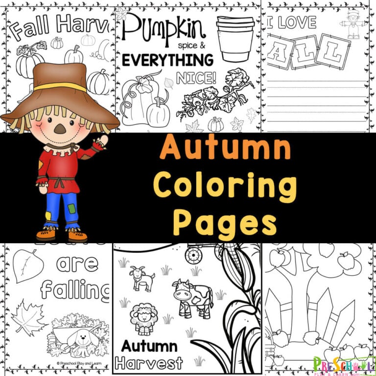FREE Printable Autumn Coloring Pages for Preschoolers