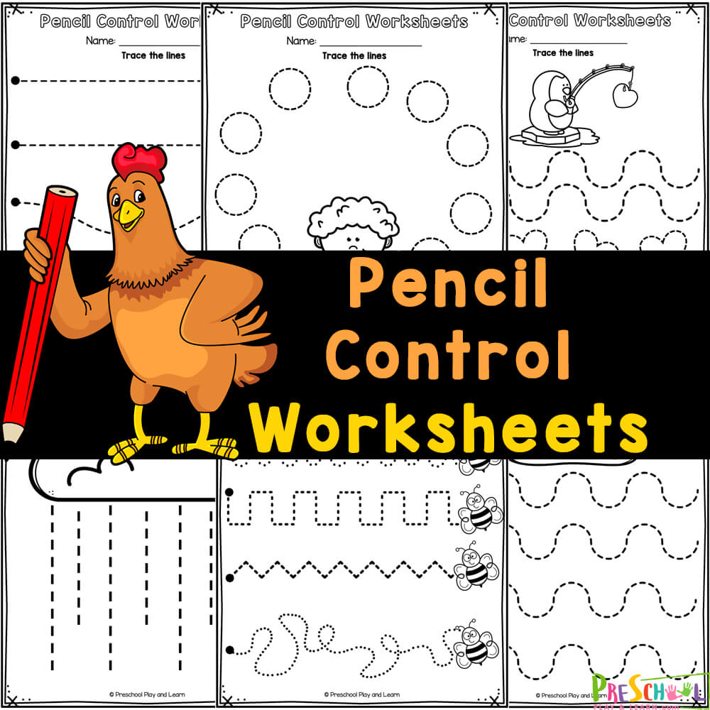 Download adorable, free printable pencil control worksheets for preschoolers to improve fine motor skills with a variety of fun activities!