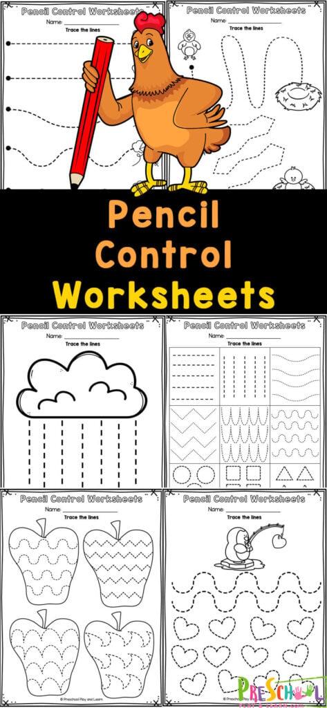 Grab these super cute pencil control worksheets to help toddler, preschool, pre-k, and kindergartne age students improve their fine motor skills while having fun with cute preschool worksheets. These free pencil control sheets include a wide variety of activities to keep kids excited to work out their fingers and hands! Simply download the printable pencil control worksheets pdf to play and learn!