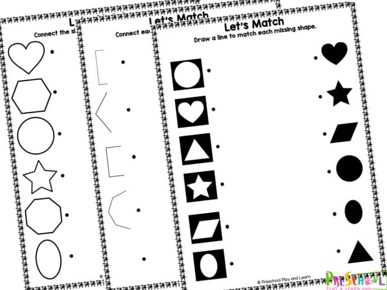 FREE Printable Preschool Matching Worksheets