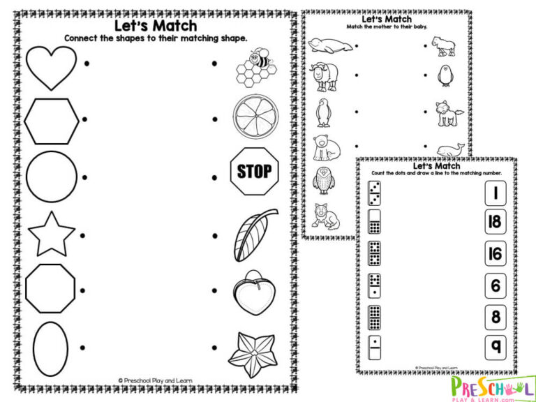 FREE Printable Preschool Matching Worksheets