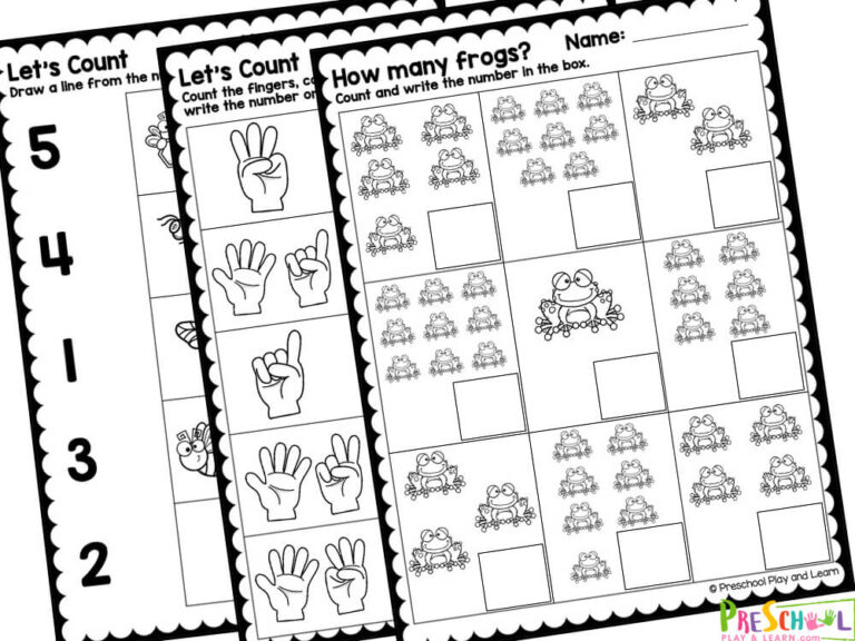 FREE Printable Counting Worksheets for Preschoolers