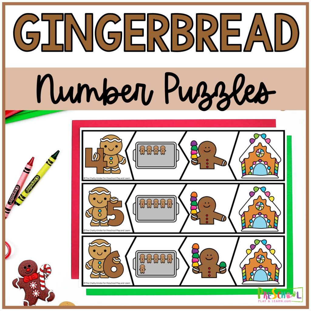 Get preschoolers excited to practice math in December with fun gingerbread activities that sneak in counting skills through printable puzzles!
