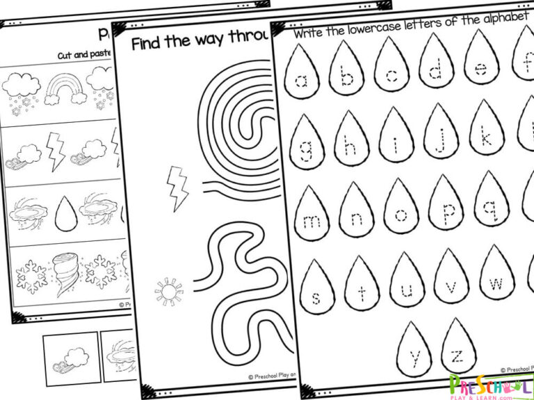 ⛅ Free Printable Weather Worksheets for Preschoolers & Kindergarten