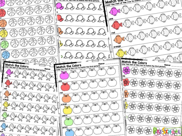 Color Matching Worksheets for Preschool