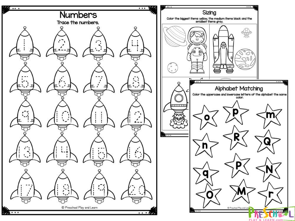 Count and ColorSpace Objects  Count and color the images then trace the number Planet Cut and Glue Worksheets - cut and paste the tally marks in the correct spot Solar Addition - complete the addition equations, then dot all the answers